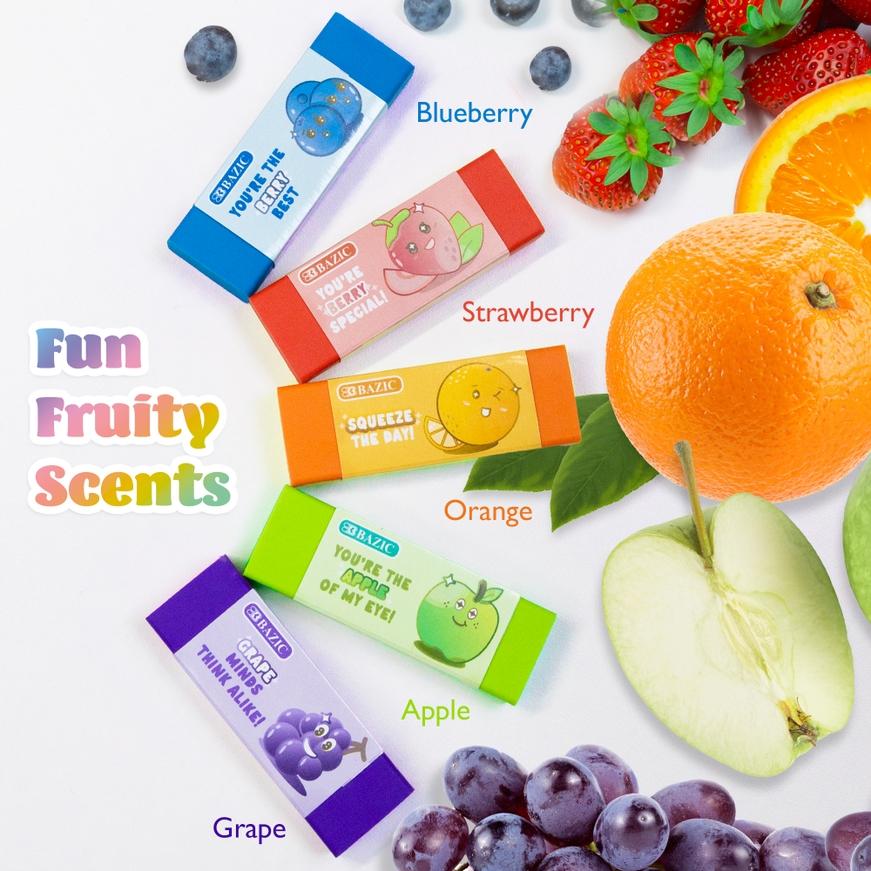 Bazic Fruit Scented Eraser 5 Pack - 2222