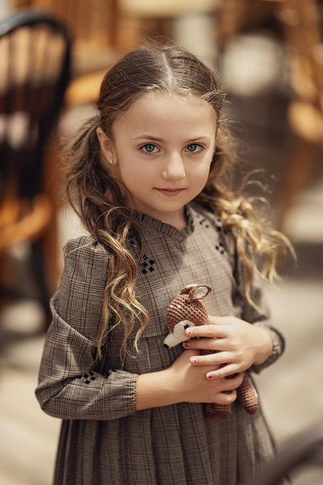 Space Gray Girls Plaid Dress - WB4CY2471D