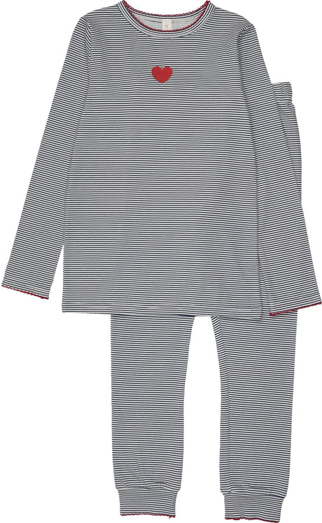 Bopop Girls Cotton Pinstripe Heart Pajamas - PL751