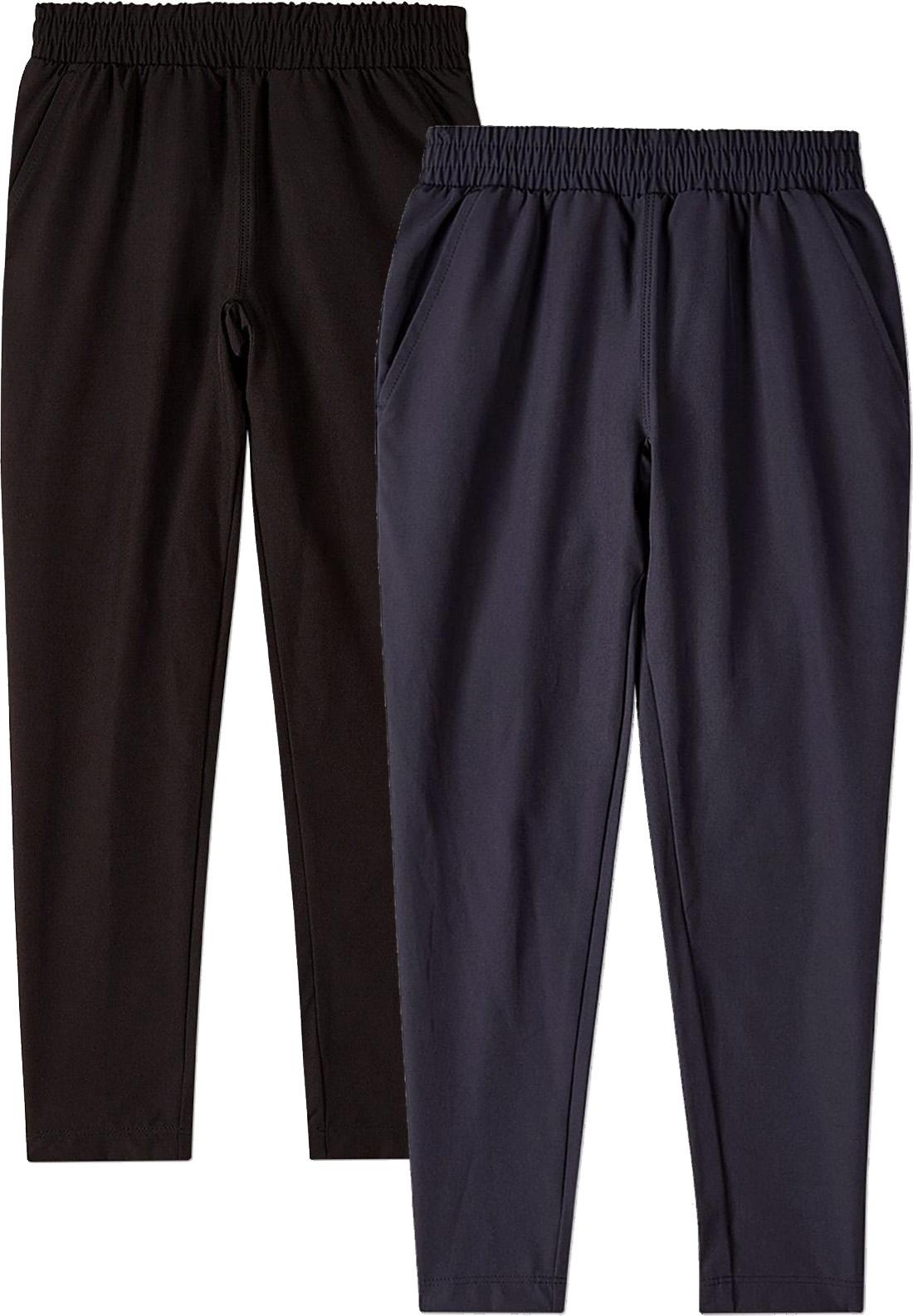 Memoi Boys Tapered Pull-On Performance Pants with Elastic Waist and Side Pockets - MBJ-003