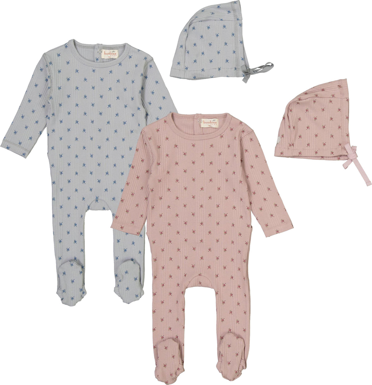 Bondoux Bebe Baby Boys Girls Ribbed Cotton Footie - W26-329B
