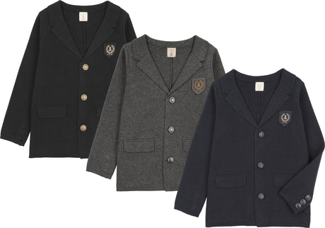 Analogie by Lil Legs Signature Collection Boys Crest Knit Blazer - AF26S538
