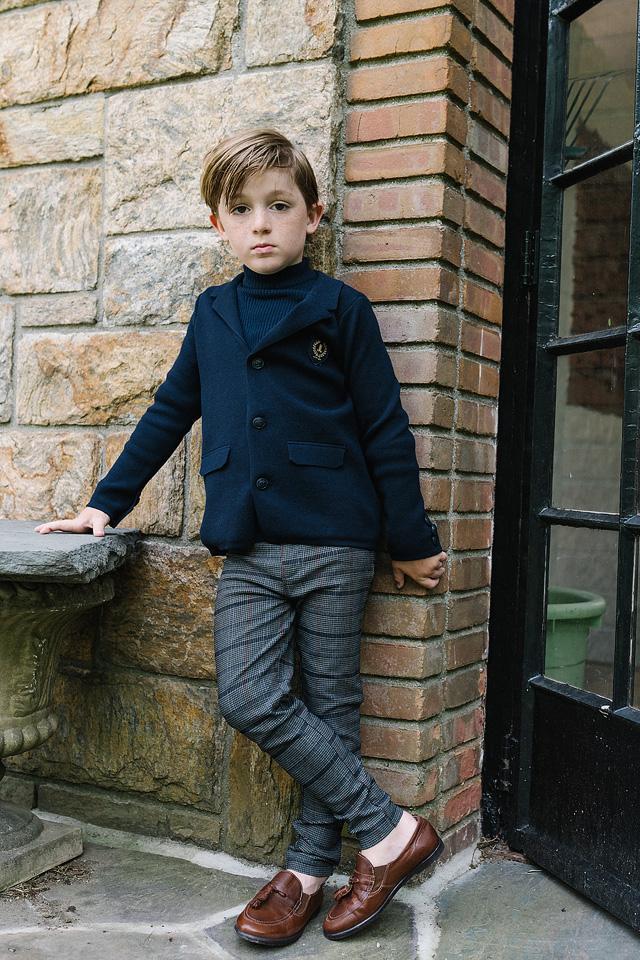 Analogie by Lil Legs Signature Collection Boys Crest Knit Blazer - AF26S538