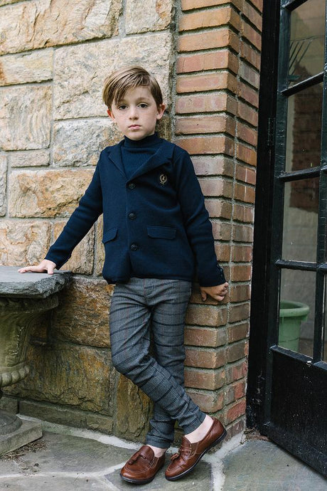 Analogie by Lil Legs Signature Collection Boys Crest Knit Blazer - AF26S538