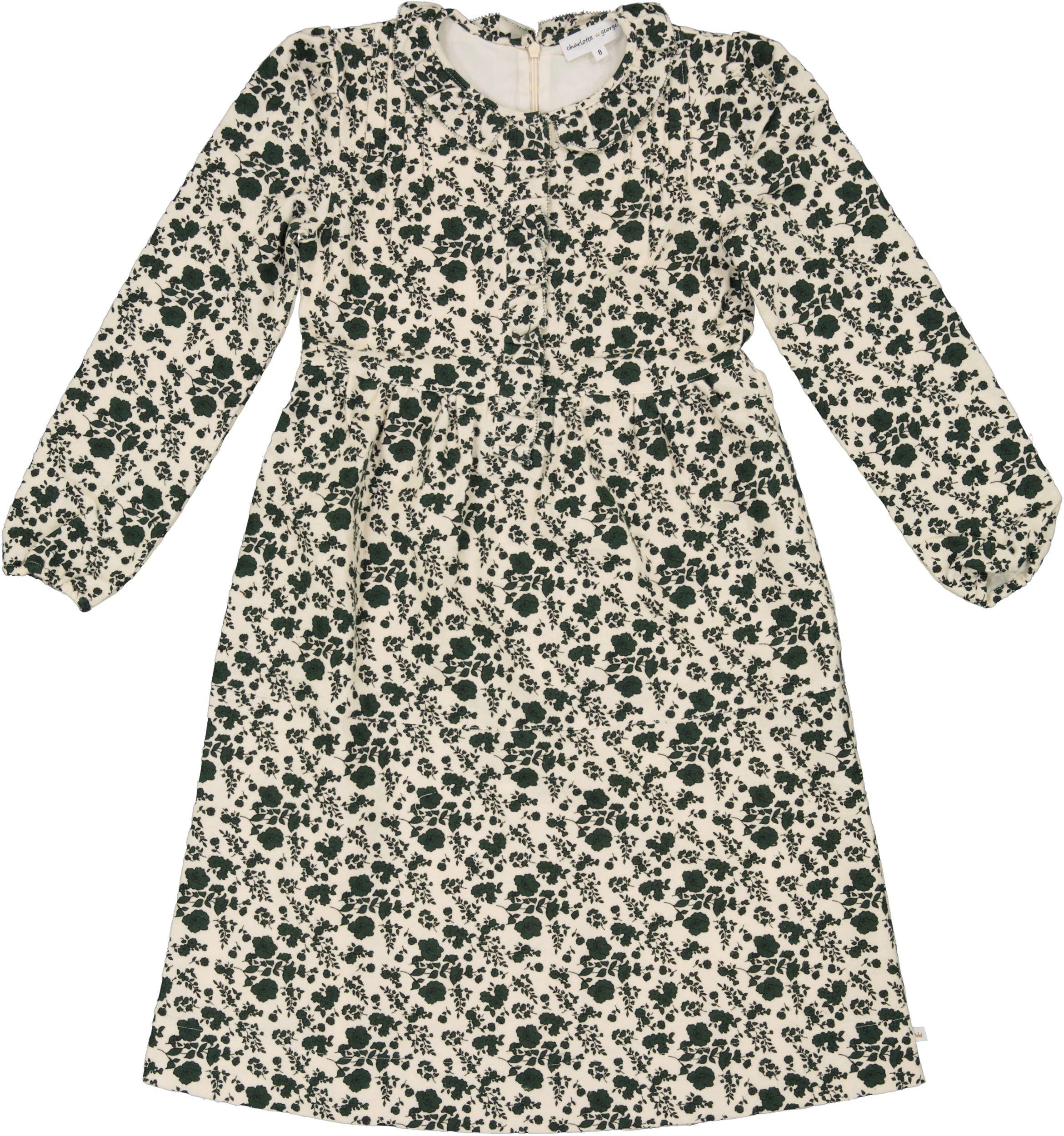 white flower print dress Charlotte & George Girls Woven Flannel Flower Print Dress