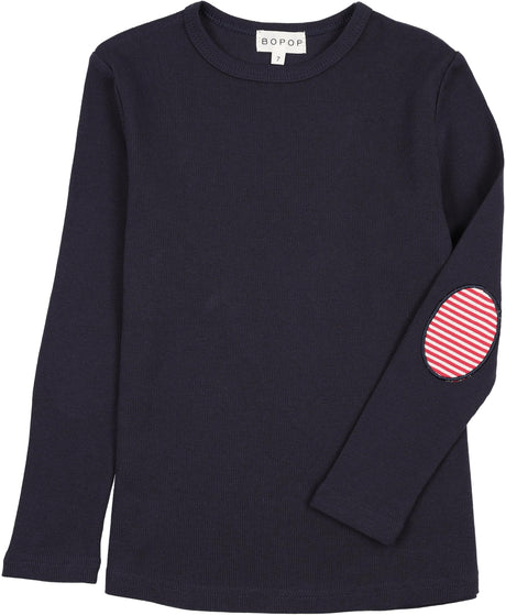 Bopop Girls Pinstripe Patch Long Sleeve T-shirt - TR242