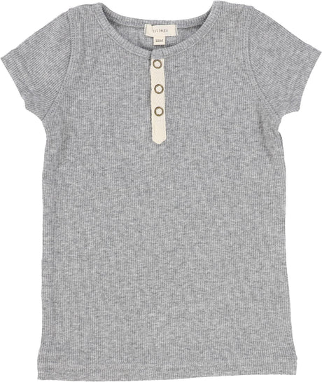 Lil Legs Ribbed Fashion Collection Boys Girls Unisex Henley Short Sleeve Tab T-shirt