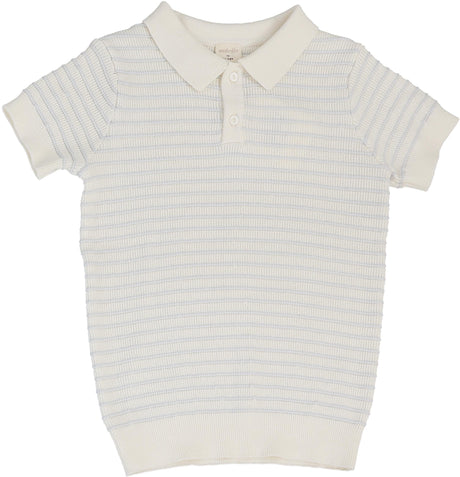 Analogie by Lil Legs Mountain Meadows Collection Boys Textured Stripe Short Sleeve Polo Sweater - TSKP