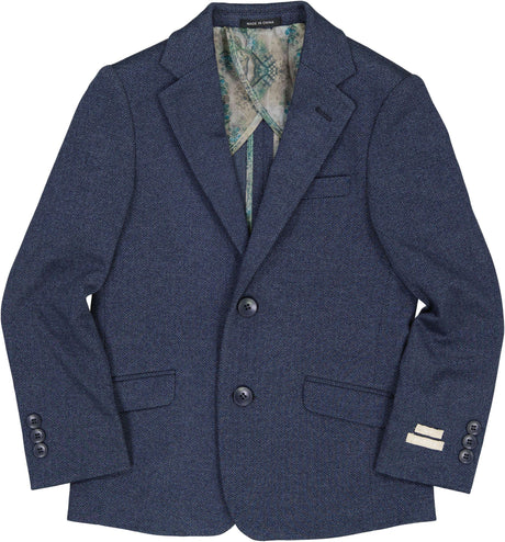 T.O. Collection Boys Navy Stretch Knit Fashion Suit - A6-505