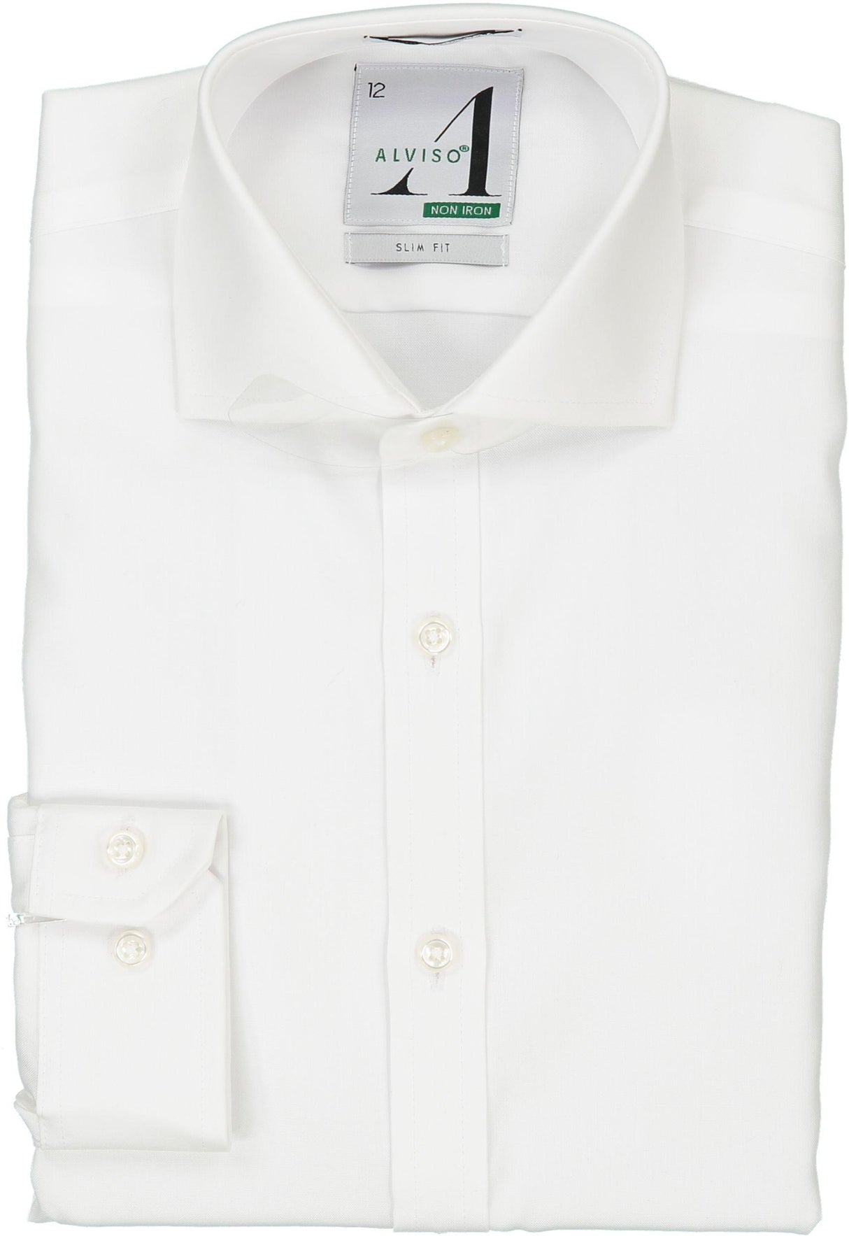 Alviso Boys White Long Sleeve 100% Cotton Non-Iron Dress Shirt - 1N42