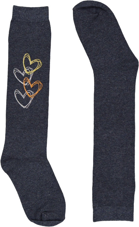 BlinQ Girls Glitter Scribble Hearts Knee Socks - 905