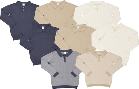 Analogie by Lil Legs Shabbos Collection Boys Long Sleeve Knit Polo Shirt Sweater
