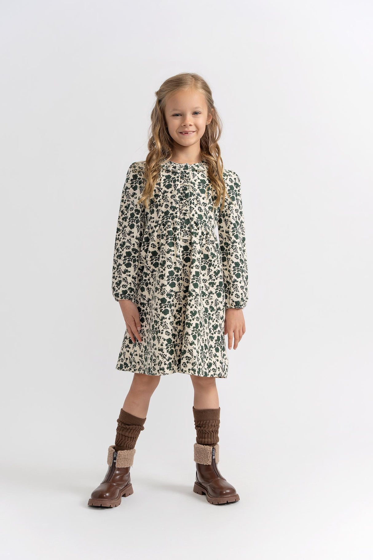 Charlotte & George Girls Woven Flannel Flower Print Dress - WB5CP7241D