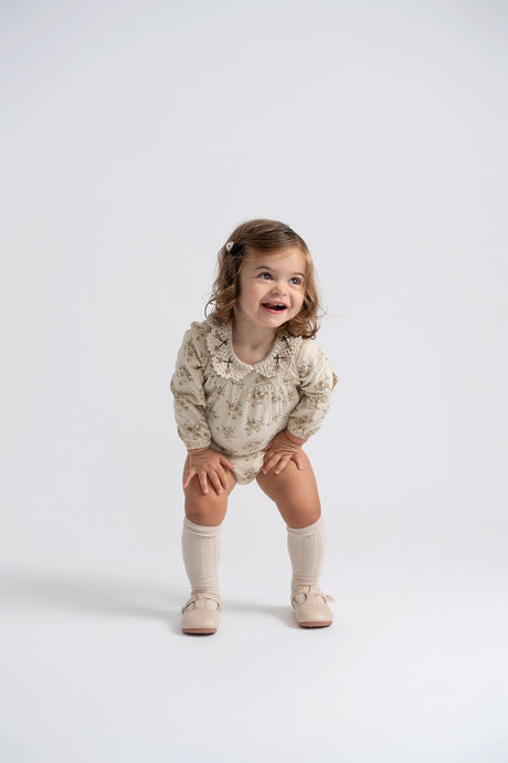 Lola Baby Girls Crochet Collar Romper - WB5CP7244O