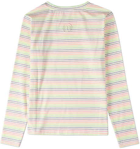Memoi Girls Teens Bright Striped V-neck Long Sleeve T-shirt - MKC-113