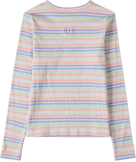 Memoi Girls Teens Summer Sun Striped Long Sleeve T-shirt - MKC-114