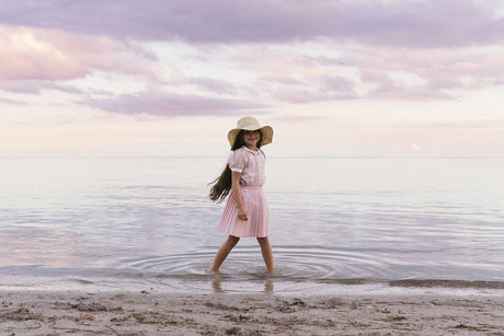 Analogie by Lil Legs  Embroidered Linen Collection Girls Short Sleeve Pintuck Collar Blouse - MMCBS