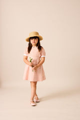 Analogie by Lil Legs  Embroidered Linen Collection Girls Short Sleeve Pintuck Collar Blouse - MMCBS
