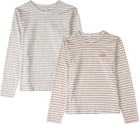 Memoi Girls Teens Ciao Striped Long Sleeve T-shirt - MKC-109