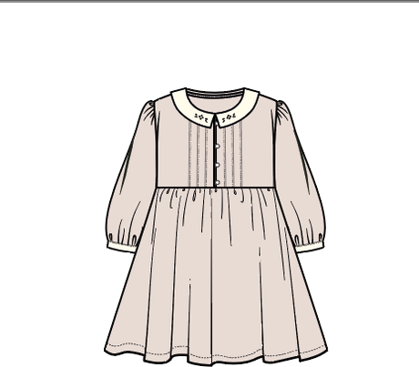 Analogie by Lil Legs  Embroidered Linen Collection Girls 3/4 Sleeve Pintuck Collar Dress - MECDQ