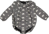 Space Gray Baby Girls Checked Embroidered Romper - WB5CY2758