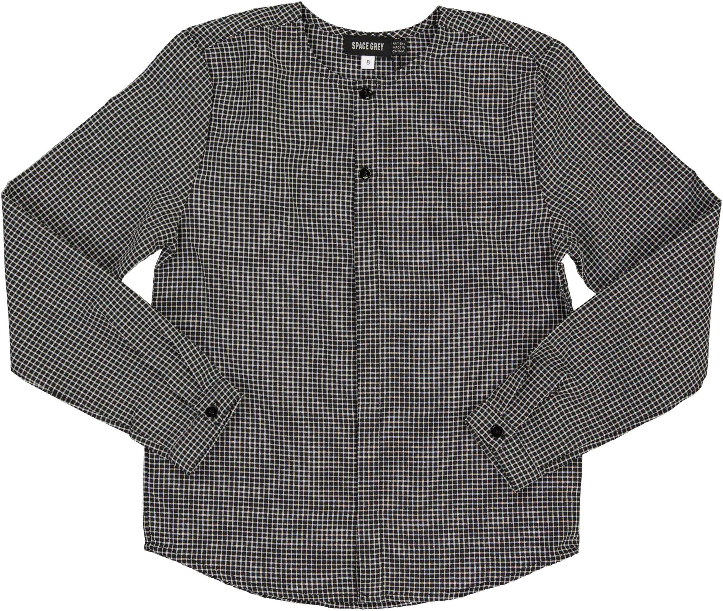 childrens black dress shirt Space Gray Boys Long Sleeve Checked Dress Shirt