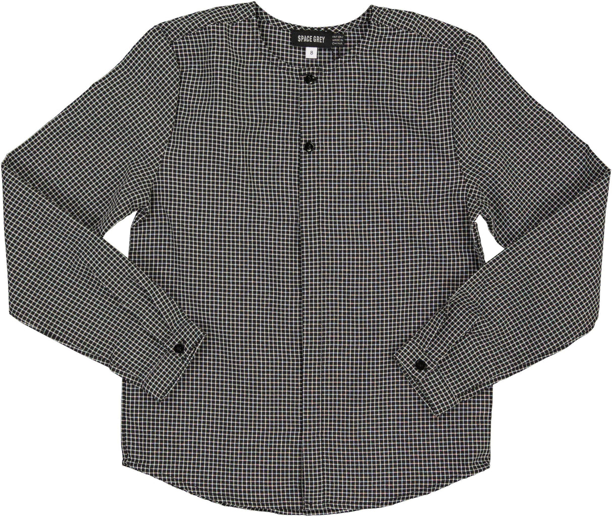 Space Gray Boys Long Sleeve Checked Dress Shirt - WB5CY2758S