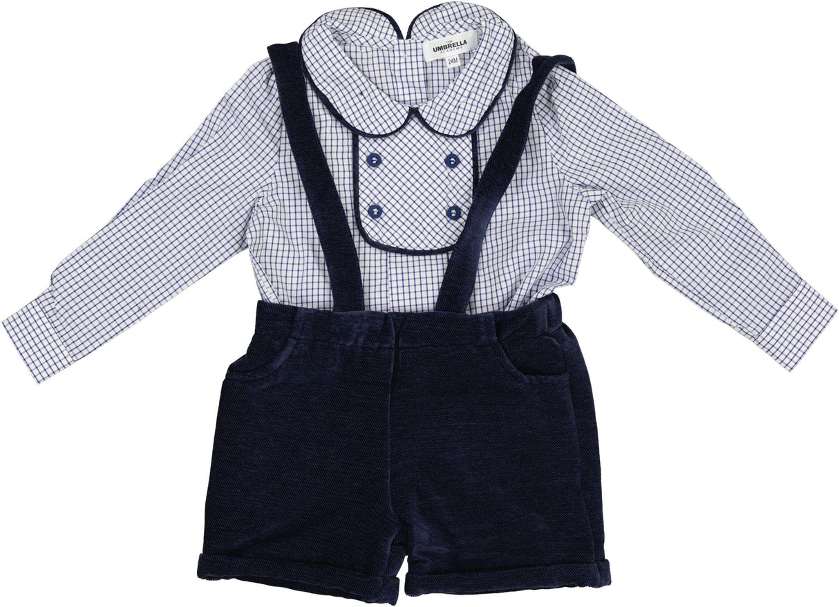 The Umbrella Academy Baby Boys Checked Shirt & Velvet Overall Outfit - WB5CY2807O
