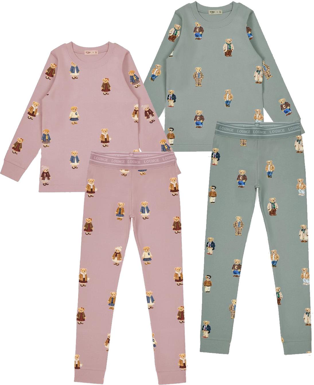 Crew Lounge Boys Girls Bear Print Cotton Pajamas - SG3220