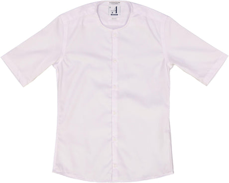 Alviso Boys White Short Sleeve Slim Fit Dress Shirt with No Collar - T601-BOSSN