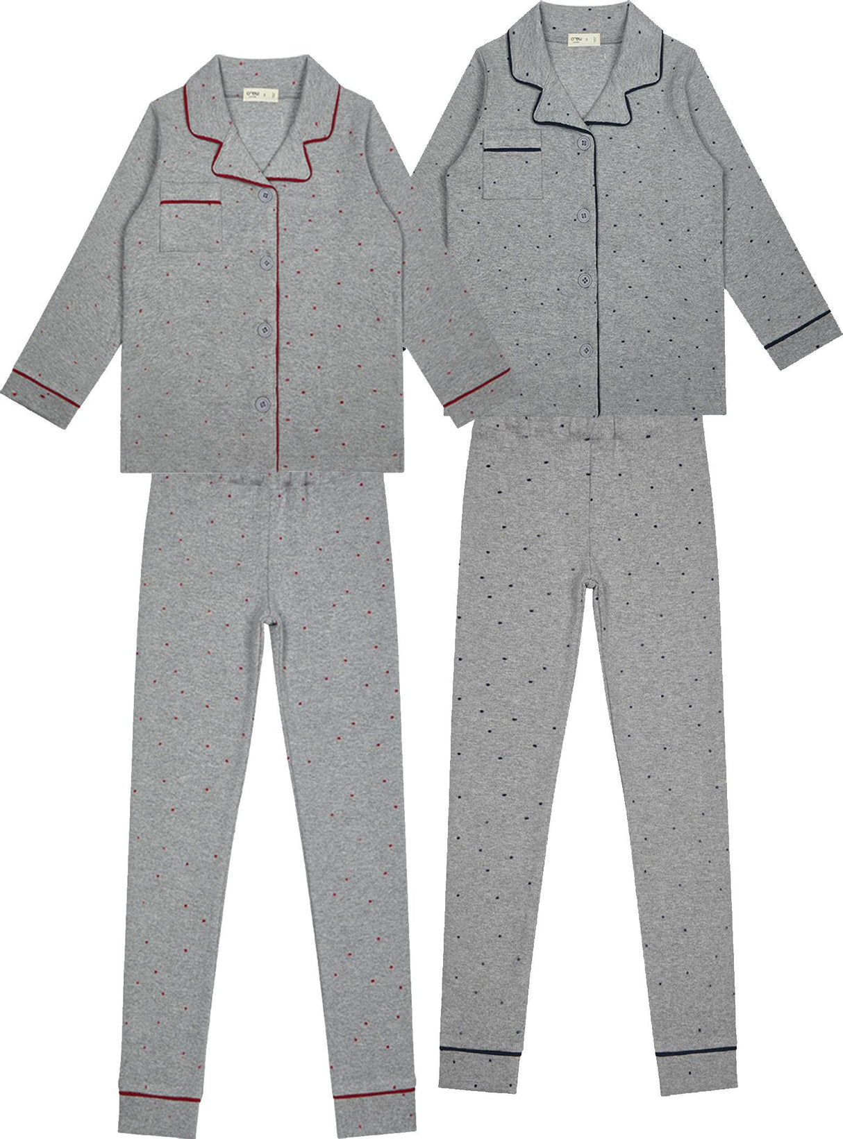 Crew Lounge Boys Girls Polka Dot Cotton Grandpa Pajamas - SG3217