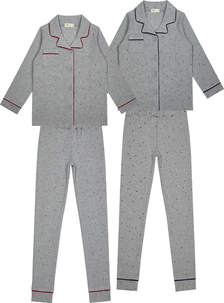 Crew Lounge Boys Girls Polka Dot Cotton Grandpa Pajamas - SG3217