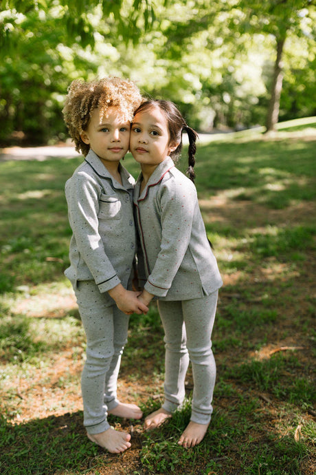 Crew Lounge Boys Girls Polka Dot Cotton Grandpa Pajamas - SG3217