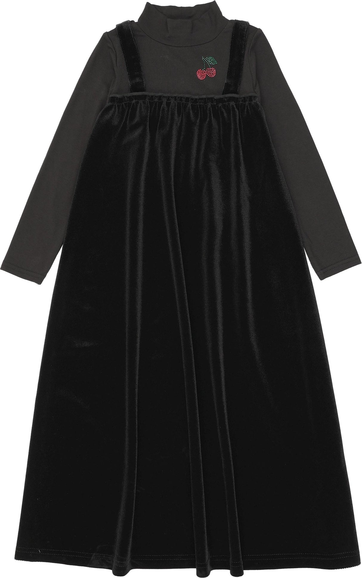 Lil Legs Dressy Loungewear Collection Girls Cherry Mockneck Velour Maxi Robe - LLF26D200