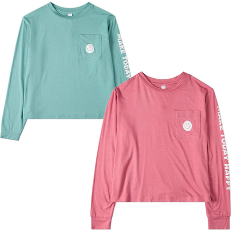 Memoi Girls Teens Make Today Happy Smiley Long Sleeve T-shirt - MKC-116