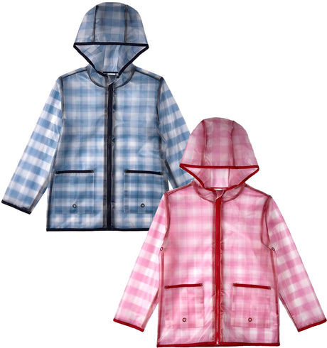 Memoi Boys Girls Checkmate Raincoat with Pouch - MKA-1050