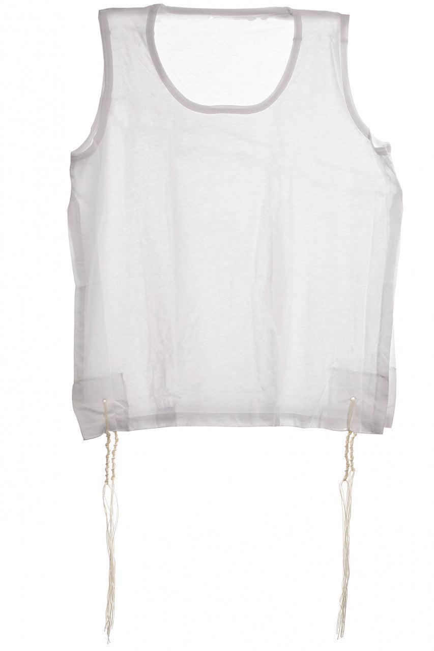 Malchut Mens Perf-Tzit Round Neck Undershirt Tzitzis with Sefardi Strings