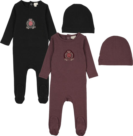 Lil Legs Dressy Loungewear Collection Baby Boys Girls Classic Crest Cotton Footie - AF26S321