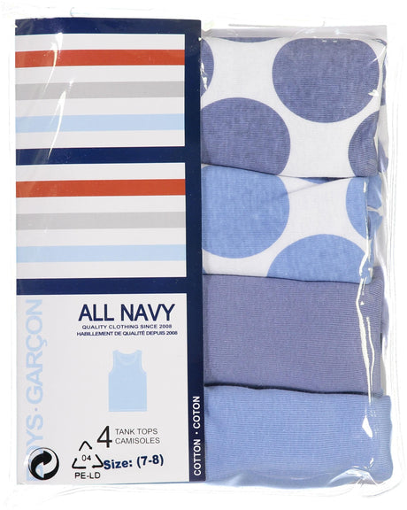 All Navy Boys Dot Print Tank Undershirts 4 Pack - TW21-BD