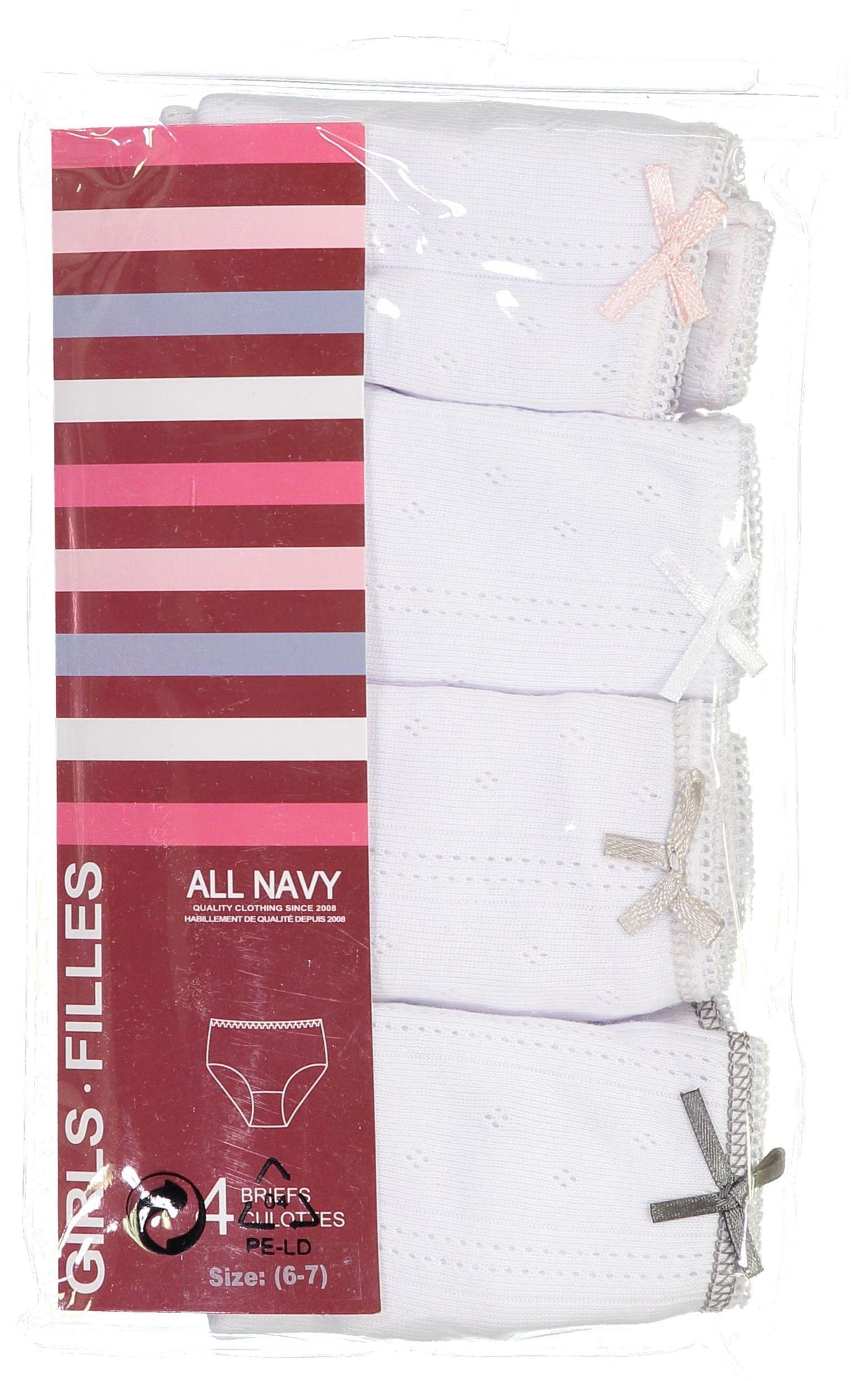 All Navy Girls Eyelet Briefs 4 Pack - BW21-GEL