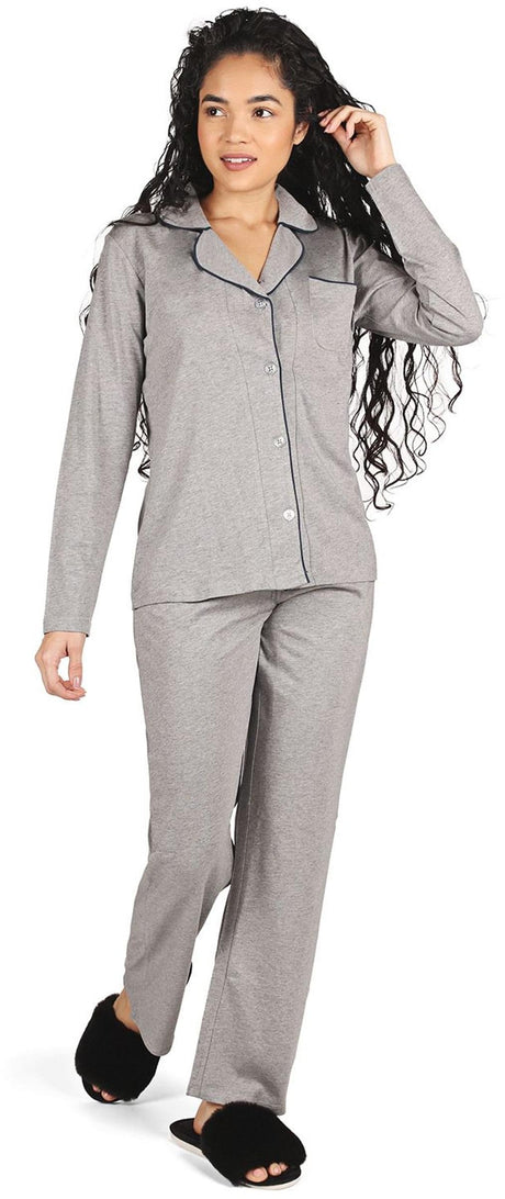 Memoi Teens/Womens Notch Collar 2 Piece Pajama Set - CPJ07705