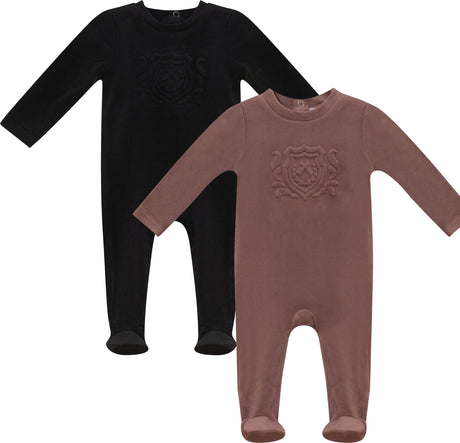 Whipped Cocoa Baby Boys Girls Velour Emblem Footie - WB6CY3049