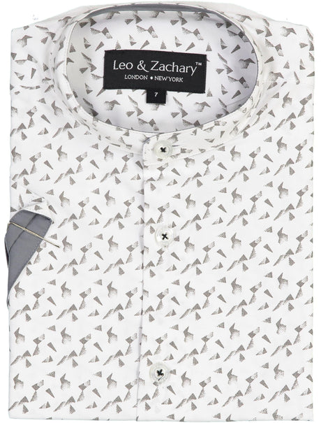 Leo & Zachary Boys Maho Short Sleeve Dress Shirt with Mandarin Collar - 5869