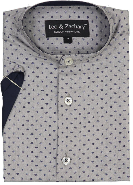 Leo & Zachary Boys Palms Short Sleeve Dress Shirt with Mandarin Collar - 5822