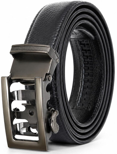 Mio Marino Boys Black Leather Adjustable Ratchet Track Belt - BRB001-5611-BK