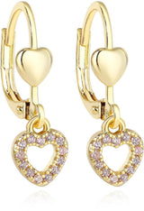Tiny Gem Girls Double Heart Leverback Earring - TG5013