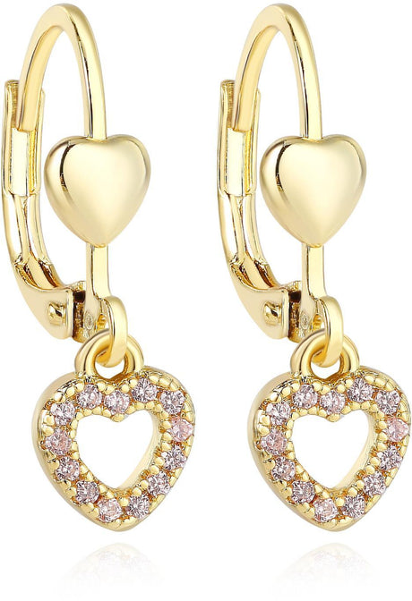 Tiny Gem Girls Double Heart Leverback Earring - TG5013