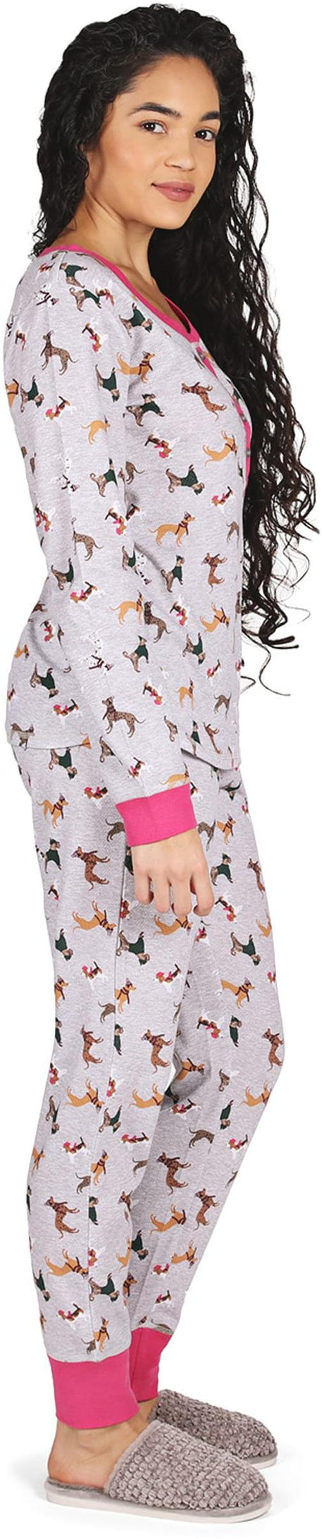 Memoi Teens/Womens Dog Print 2 Piece Pajama Set - CPJ07718