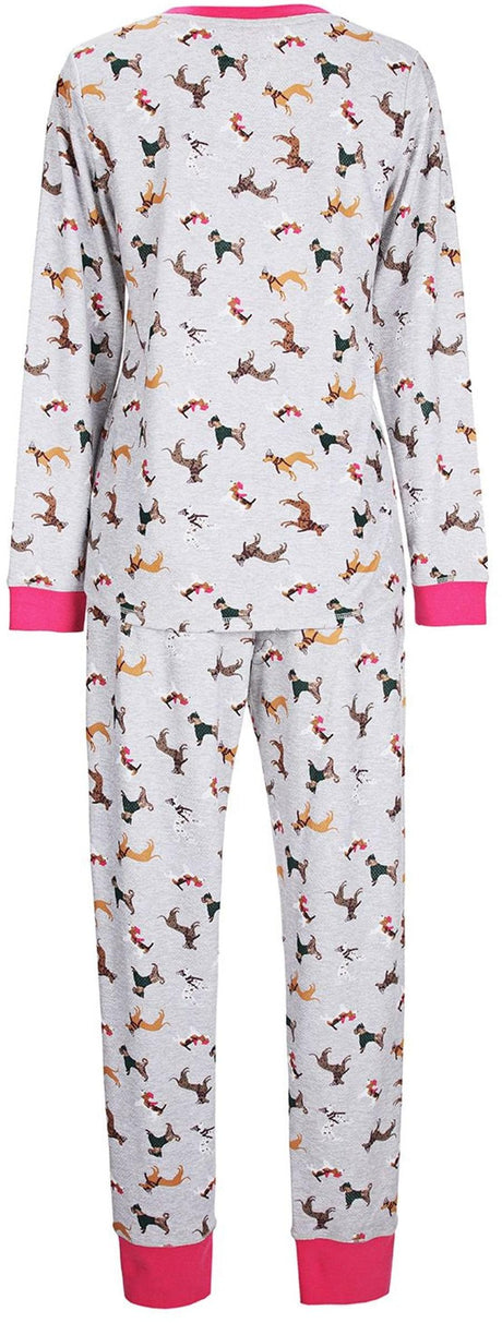Memoi Teens/Womens Dog Print 2 Piece Pajama Set - CPJ07718