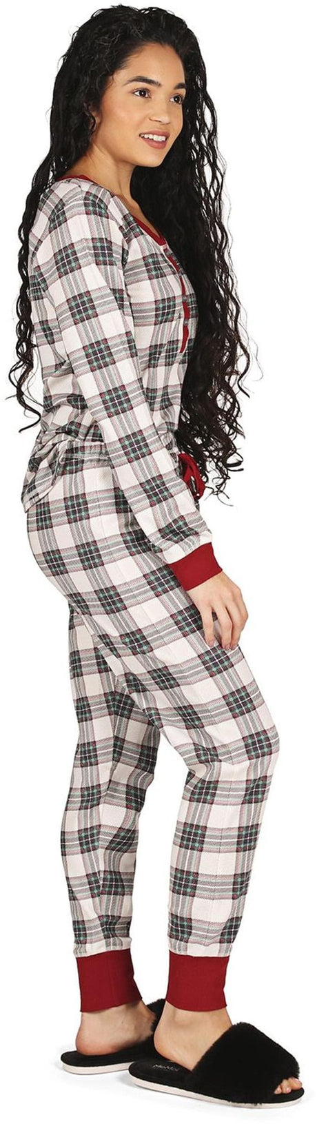 Memoi Teens/Womens Plaid Print 2 Piece Pajama Set - CPJ07719